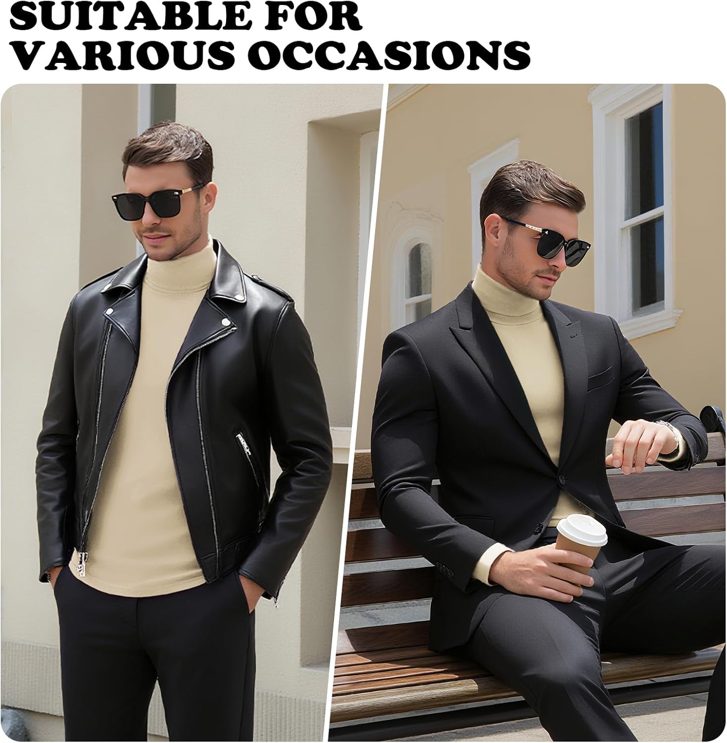 Men's Turtleneck Casual Basic High Neck Long Sleeve T Shirts Half Neck Lightweight Pullover Sweater - Image 6