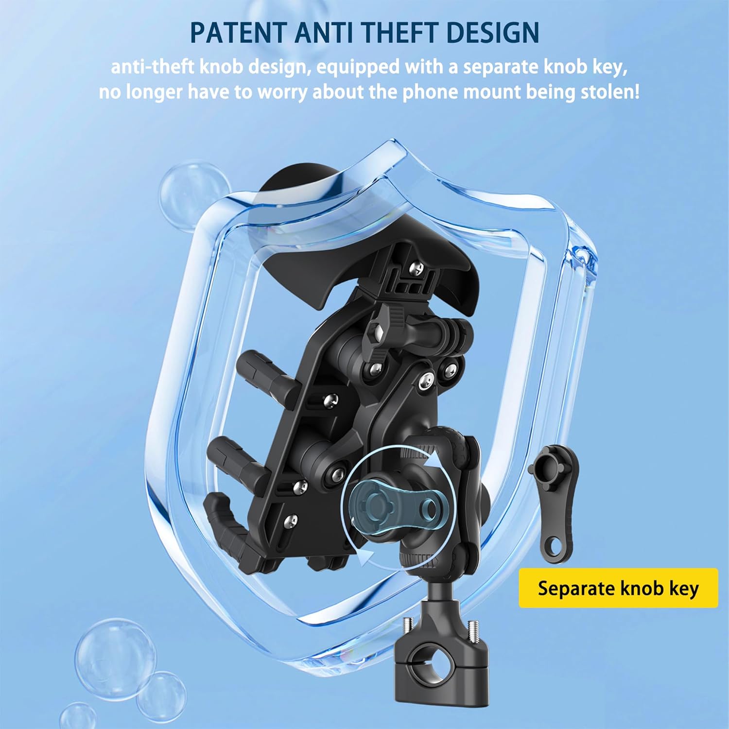 Universal Motorcycle Phone Holder, 8-Claw Heavy Duty Thick Phone Handlebar Mount for Electric Scooter/Bike/ATV, Compatible with iPhone 15/14/13 Pro Max, Samsung Galaxy S23/S22 Ultra, Gopro Camera