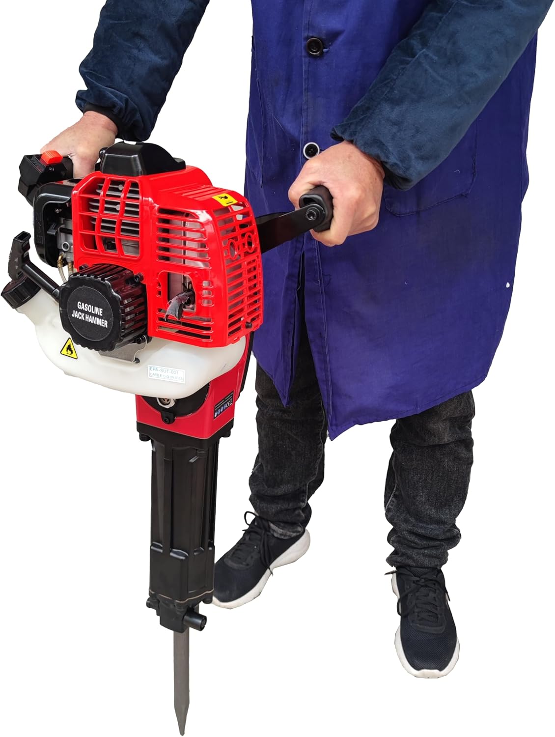 52cc Gas Jack Hammer, 2 Stroke Gasoline Powered Demolition Jack Hammer Petrol Concrete Breaker Punch Impact Drill with Point and Flat Chisel for Construction Metalworking Projects