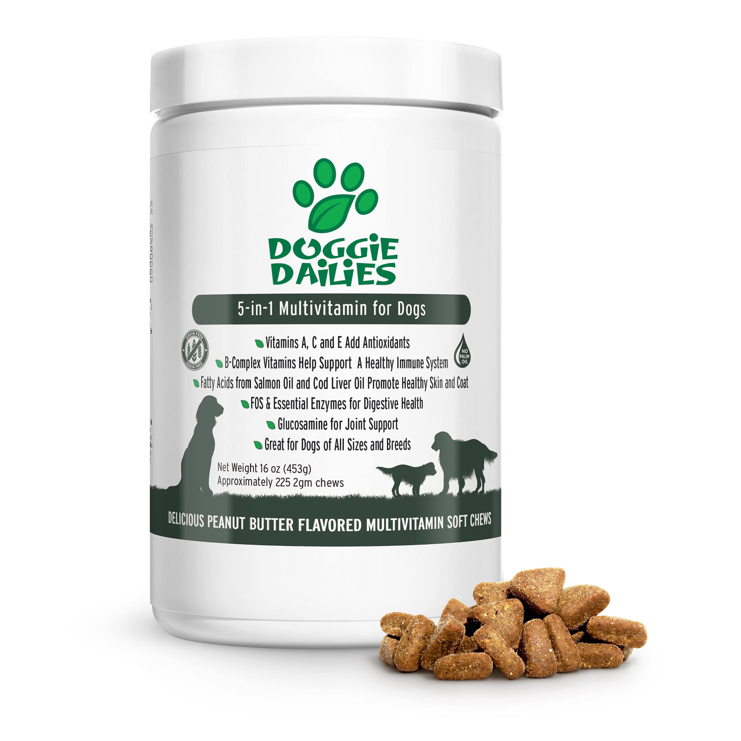 Doggie Dailies 5 in 1 Multivitamin for Dogs, 225 Soft Chews, Dog