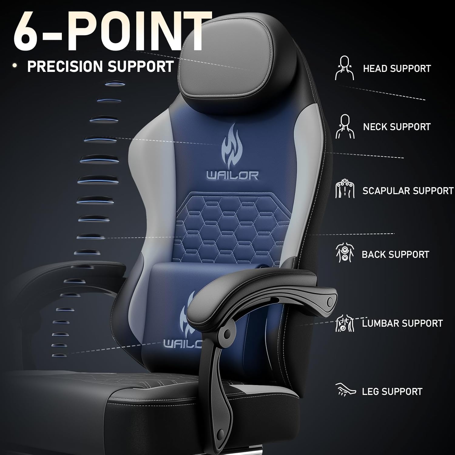71nS7KWaPsL._AC_SL1500_ Gaming Chair with Massage and Packet Spring Cushion,Ergonomic Gamer Chairs for Adults with Footrest 300lbs,High Back Gamer Leather Chair with Headrest and Lumbar Support