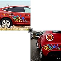 Vista 6 de 1 juego de calcomanías para carrocería de automóvil, diseño de flores coloridas, autoadhesivas, para el lado del automóvil, calcomanía para capó