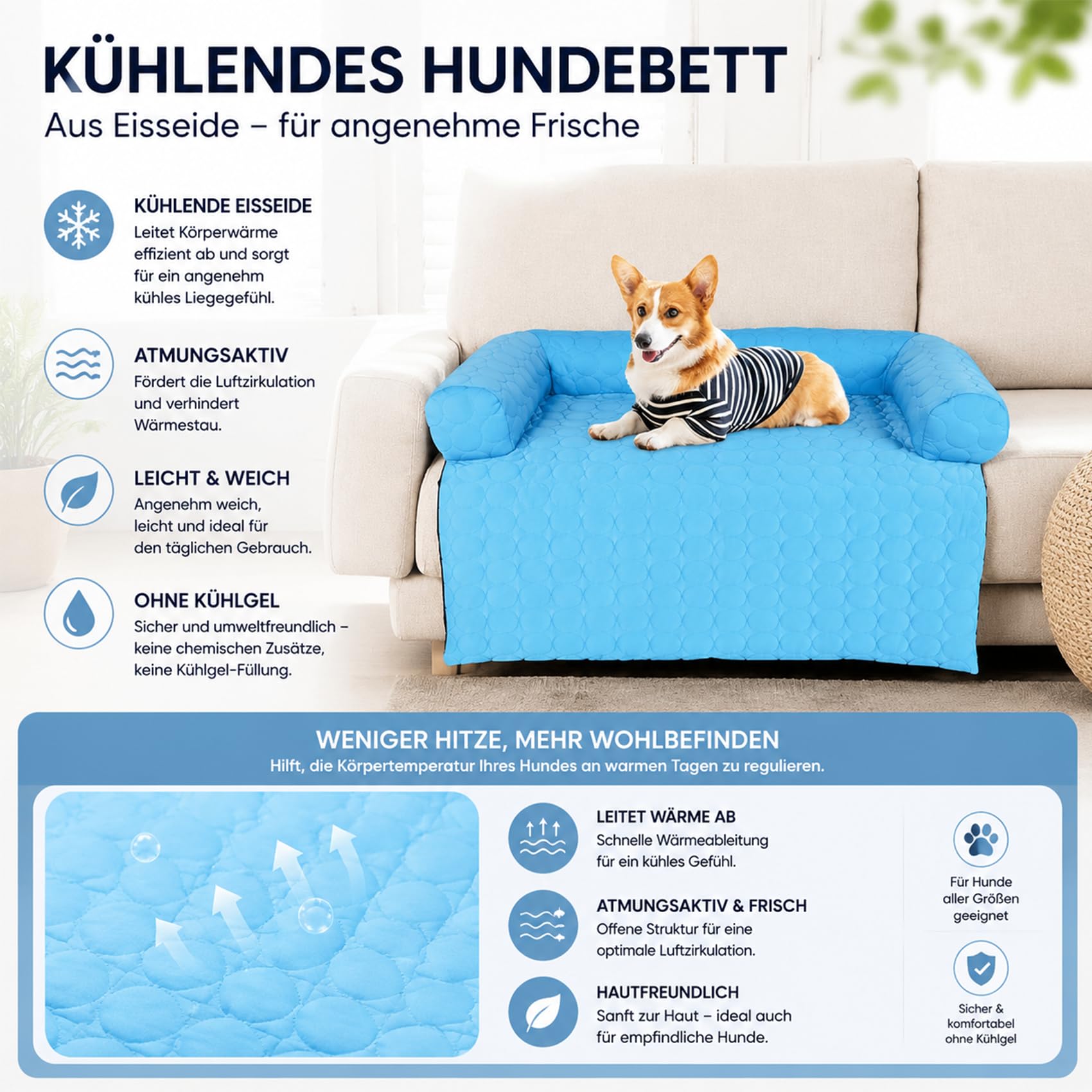 DZ'HUE Cooling Sofa Bed for Dogs and Cats, Waschbar KüHlendes Sofabett, Verschiedene GrößEn, Eisseiden-Material, Maschinenwaschbar, Halten Sie Ihr Haustier KüHl und Komfortabel (Braun,70 * 70cm)
