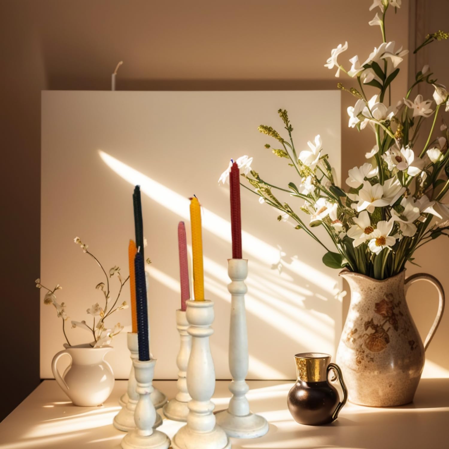 Candele Coniche In Cera D'Api Verdi 22,9 Cm | Set Da 6 Pezzi | Non Profumate, Antigoccia E Senza Fumo | Artigianali Arrotolate A Mano Per Matrimoni E Cene