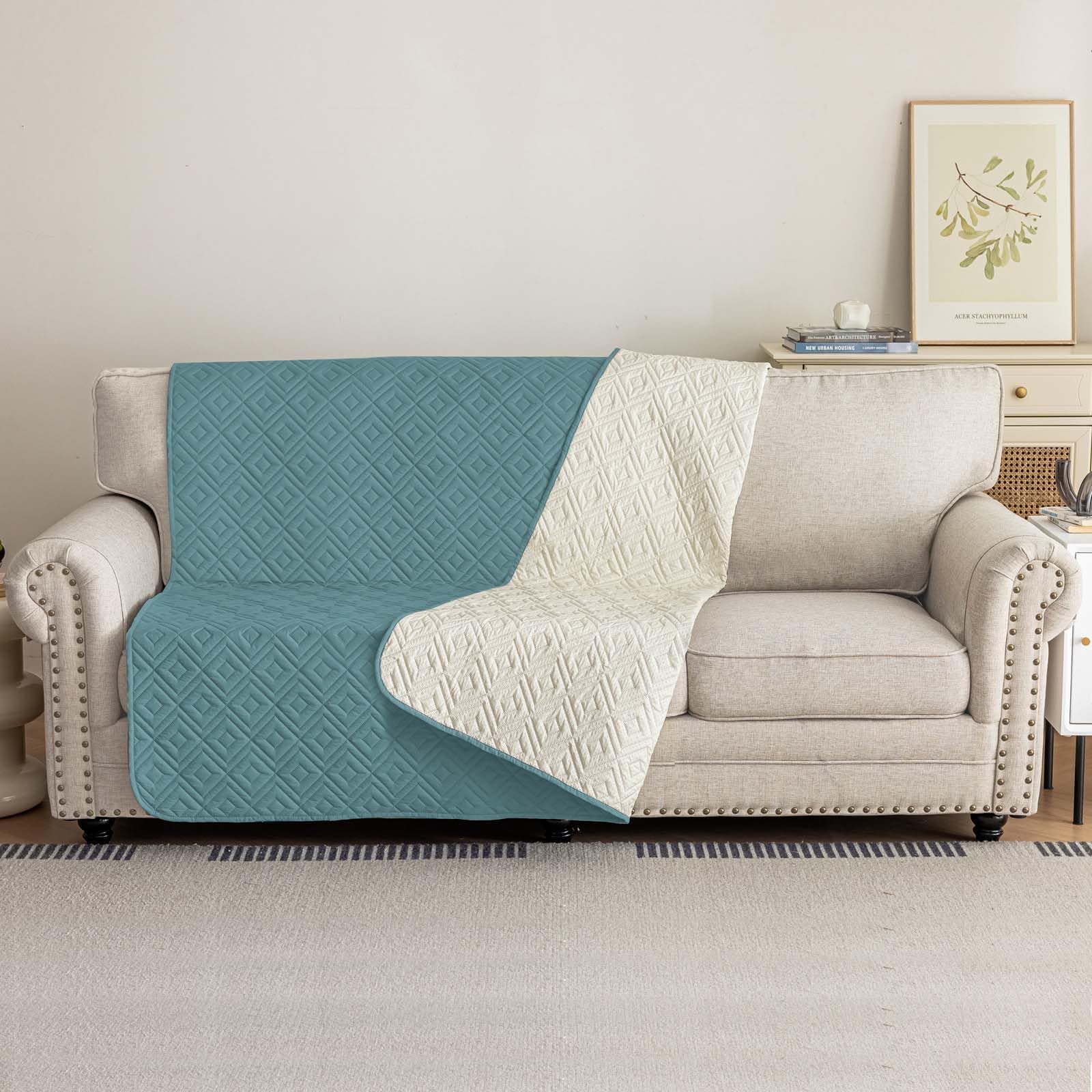 Copertura impermeabile per lettino per animali domestici, protezione antiscivolo per mobili, fodera trapuntata in poliestere, 208 x 259 cm, per animali domestici, protezione divano e
