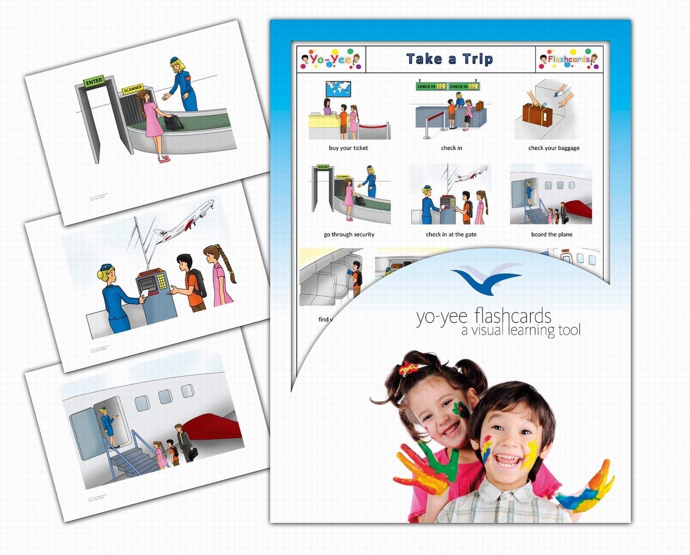 Yo-Yee Flashcards - Air Travel Picture Cards - English Vocabulary Picture Cards for Toddlers, Kids, Children and Adults - Including Teaching Activities and Game Ideas