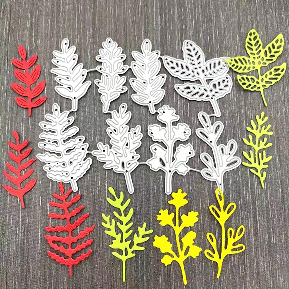 8pcs Flower Metal Stencils Leaves Metal Die Cuts for Card Making, Dies Cut Stencils for DIY Scrapbooking Album Decorative Embossing Paper Dies