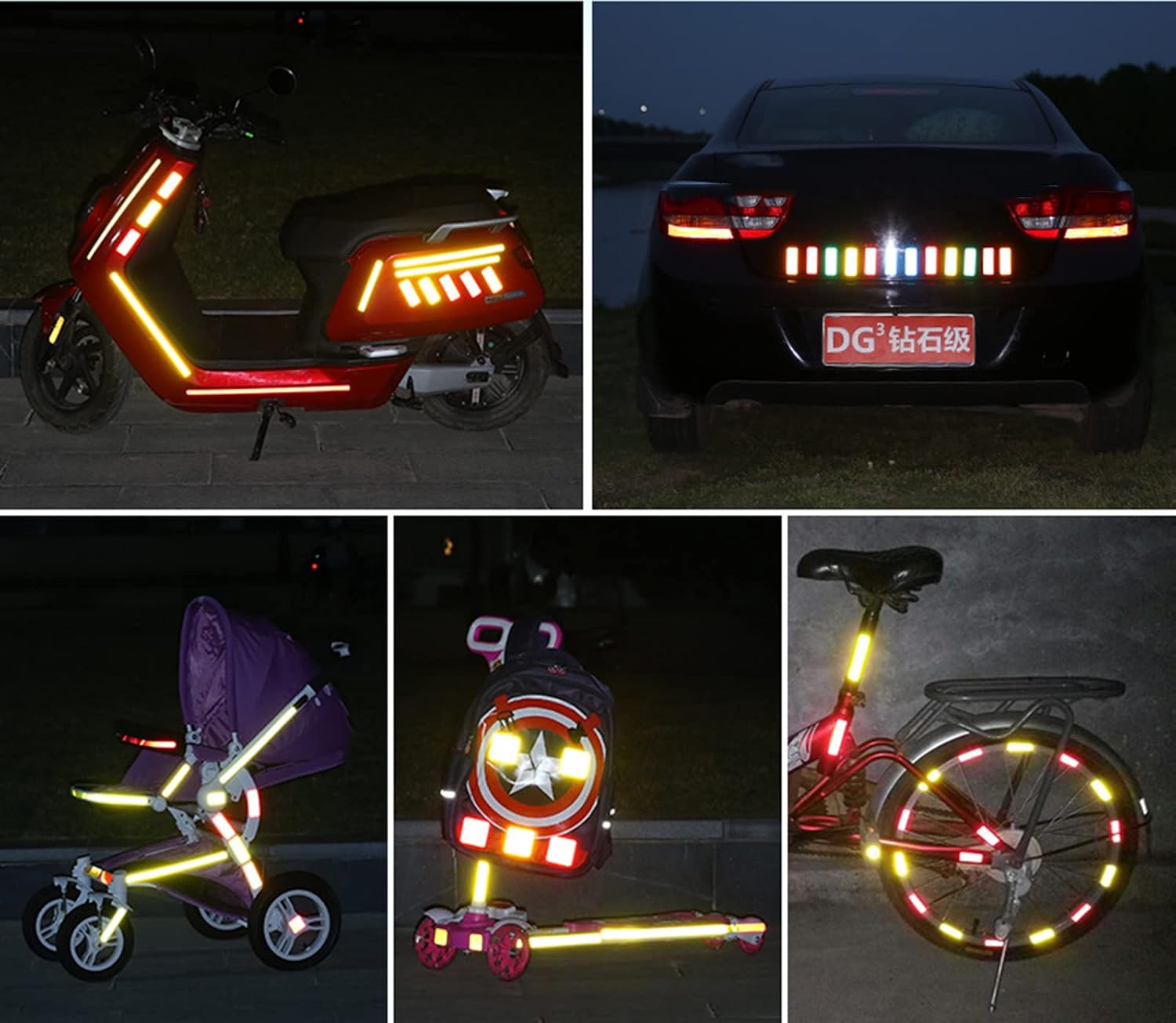 30 Pieces Warning Reflective Stickers Night Visibility, PET Warning Safety Reflective Stickers 5Cm Night Visibility Self Adhesive Stickers(Green)