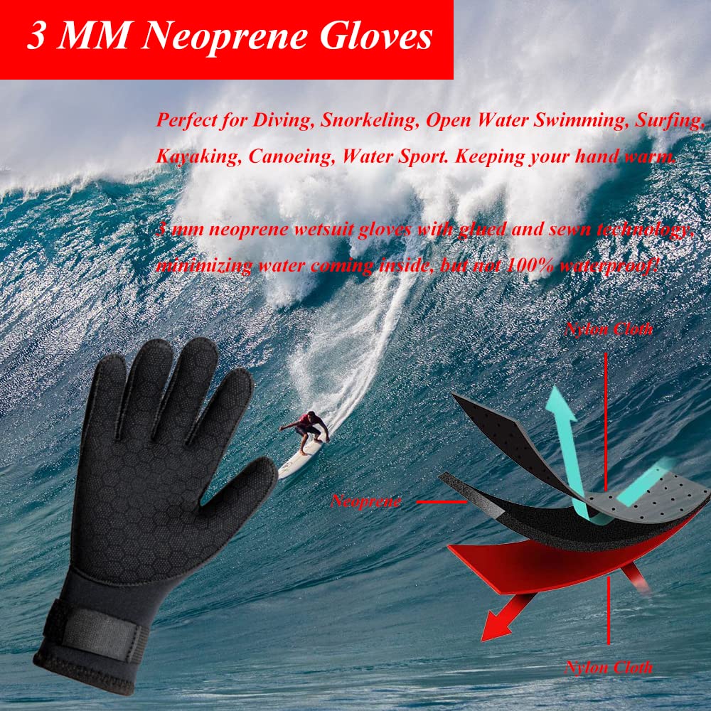 Guanti per muta stagna Guanti per immersione in neoprene da 3 mm Guanti termici antiscivolo per donne bambini Snorkeling Kayak Nuoto Surf Pesca