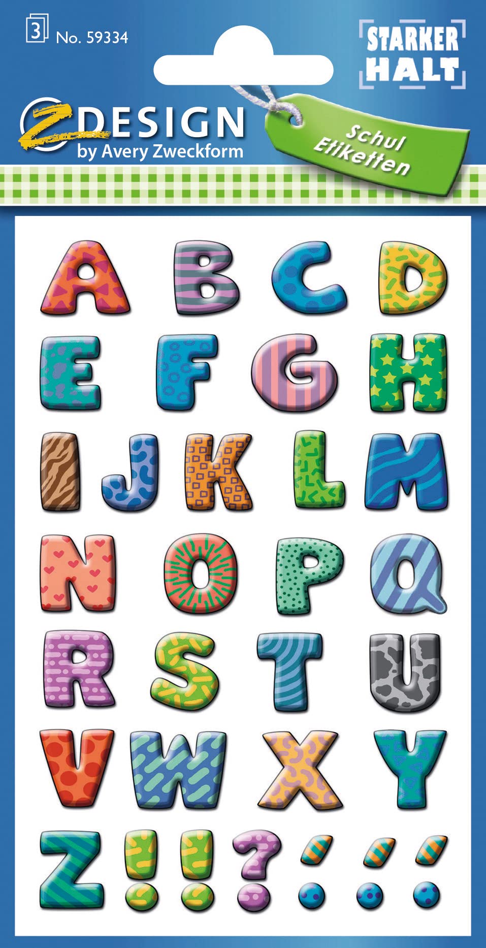 Avery Italia 48598 - assortimento su espositore di 120 stickers adesivi, decorativi per libri, quaderni e materiali per la scuola, 6 fantasie, 60 pezzi totali