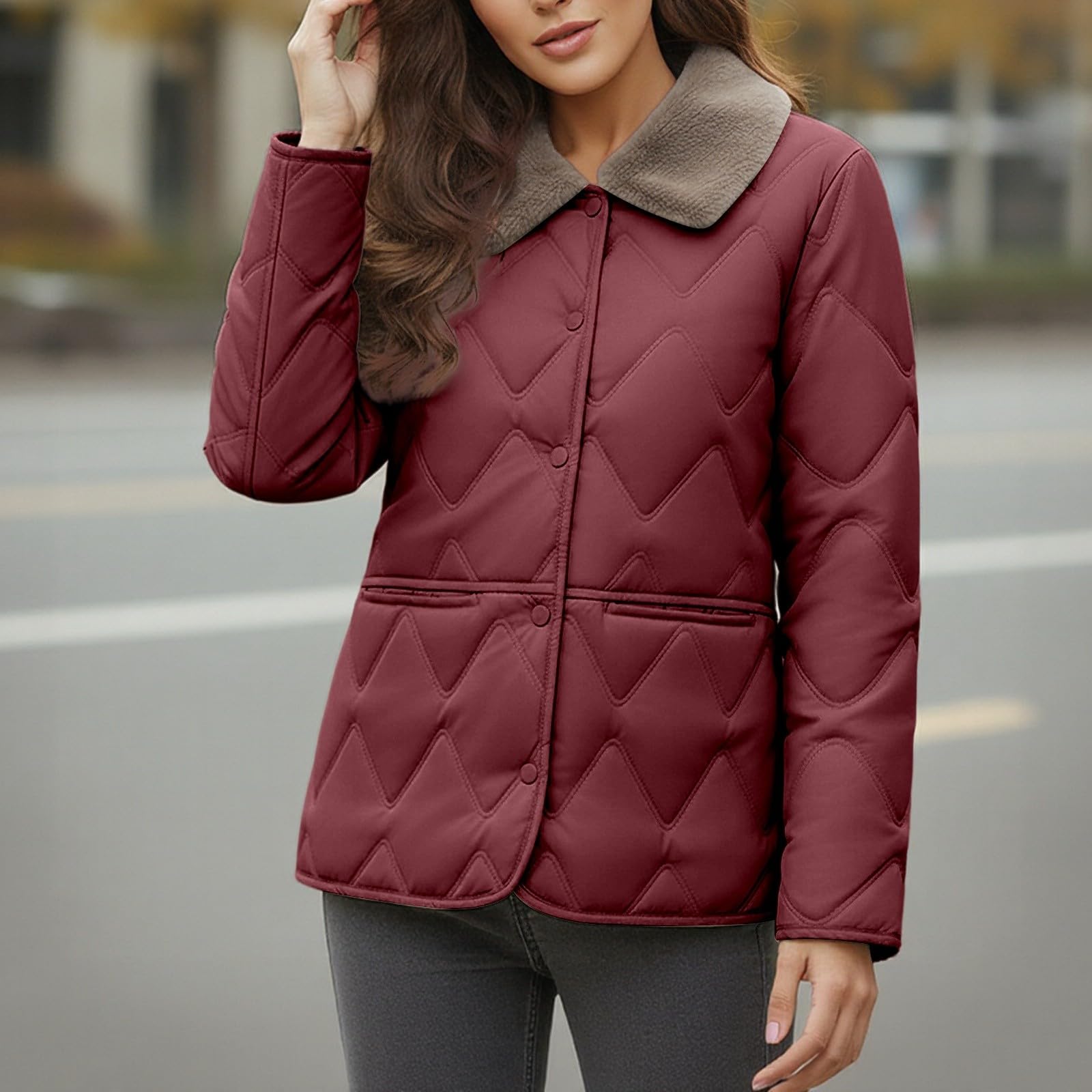 Chaqueta Mujer Abrigo Entretiempo Invierno Cazadora Plumiferos，Abrigo corto grueso con ribete sintético chaqueta acolchada mujer perfecto para el frío diario ofrece comodidad y estilo en oficina o ac