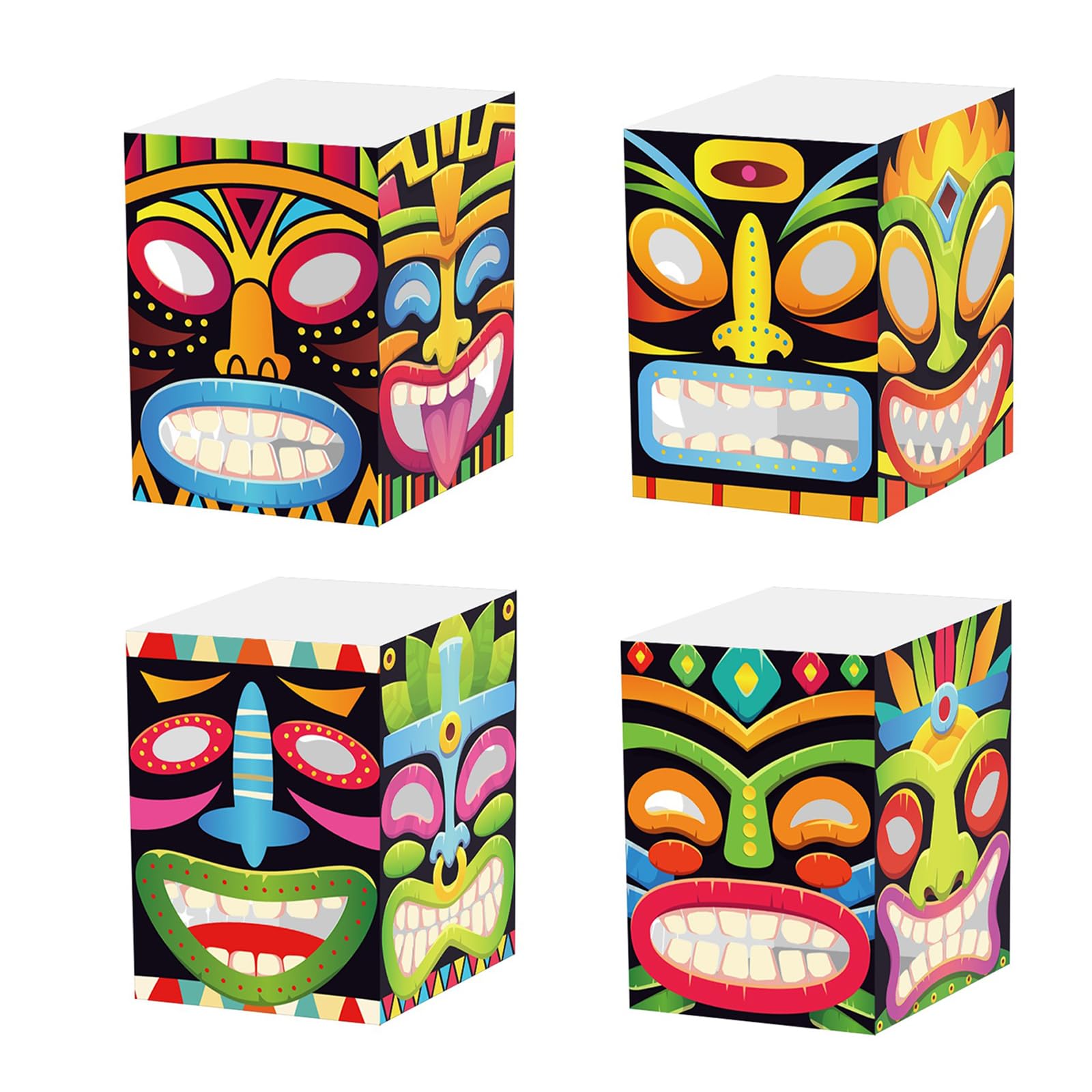 CAZSTYK 4/8/12Pcs Hawaiian Party Totems Box Decorations User Friendly White Cardboards for Equatorial Themed Event Equatorial Theme Decorations