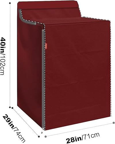 Miniatura 2 de MBOOM Paquete de 2 fundas para lavadora y secadora, impermeables, con cremallera, para máquina de carga frontal y secadora (rojo viento, 29 pulgadas
