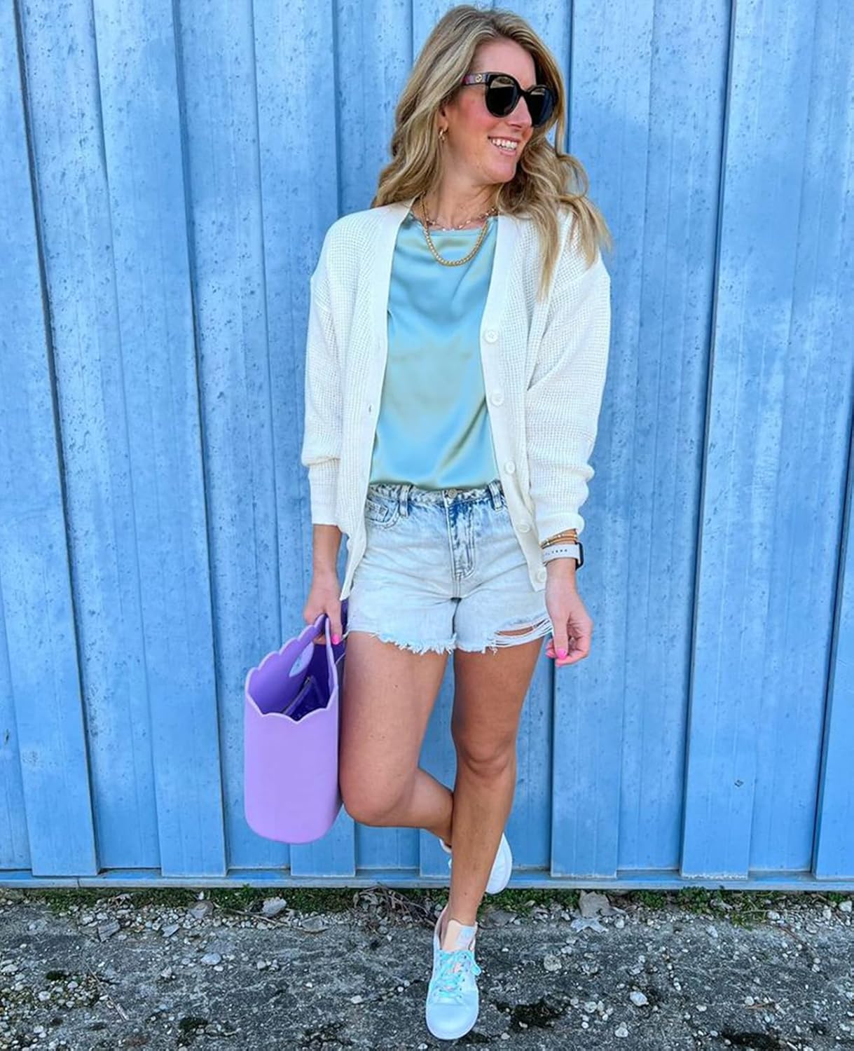 QUALFORT Women's 100% Cotton Cardigan Sweaters for Women Button Down Oversized Knit Outerwear with Pockets Fall Cardigan 2026 - Image 7