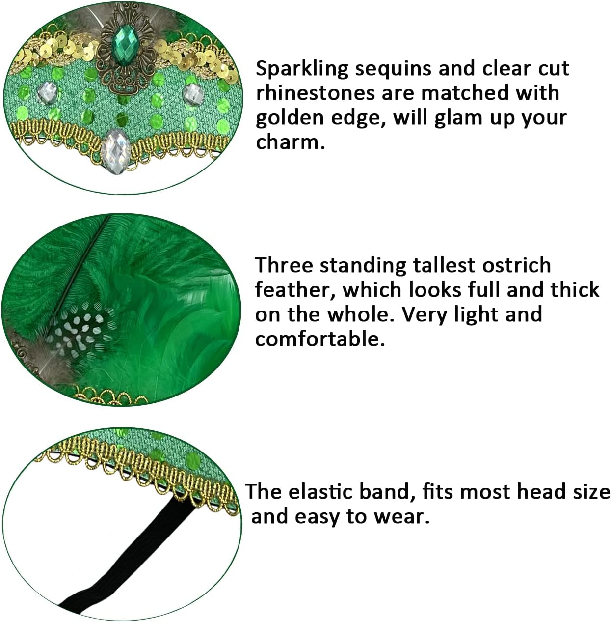 Gionforsy Carnival Headpieces for Women Feather Headdress Mardi Gras Accessories 1920s Flapper Headband - Image 4