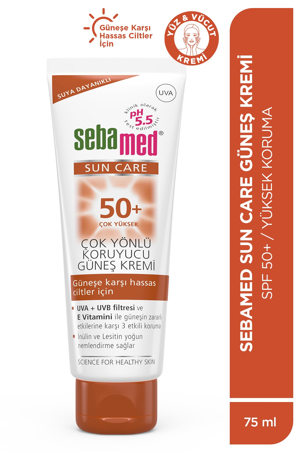 Sebamed Sun Care UVA/UVB Filtresi ve E Vitamini Üçlü Yüksek Koruma Çok Yönlü Güneş Kremi 50 SPF 75 ml