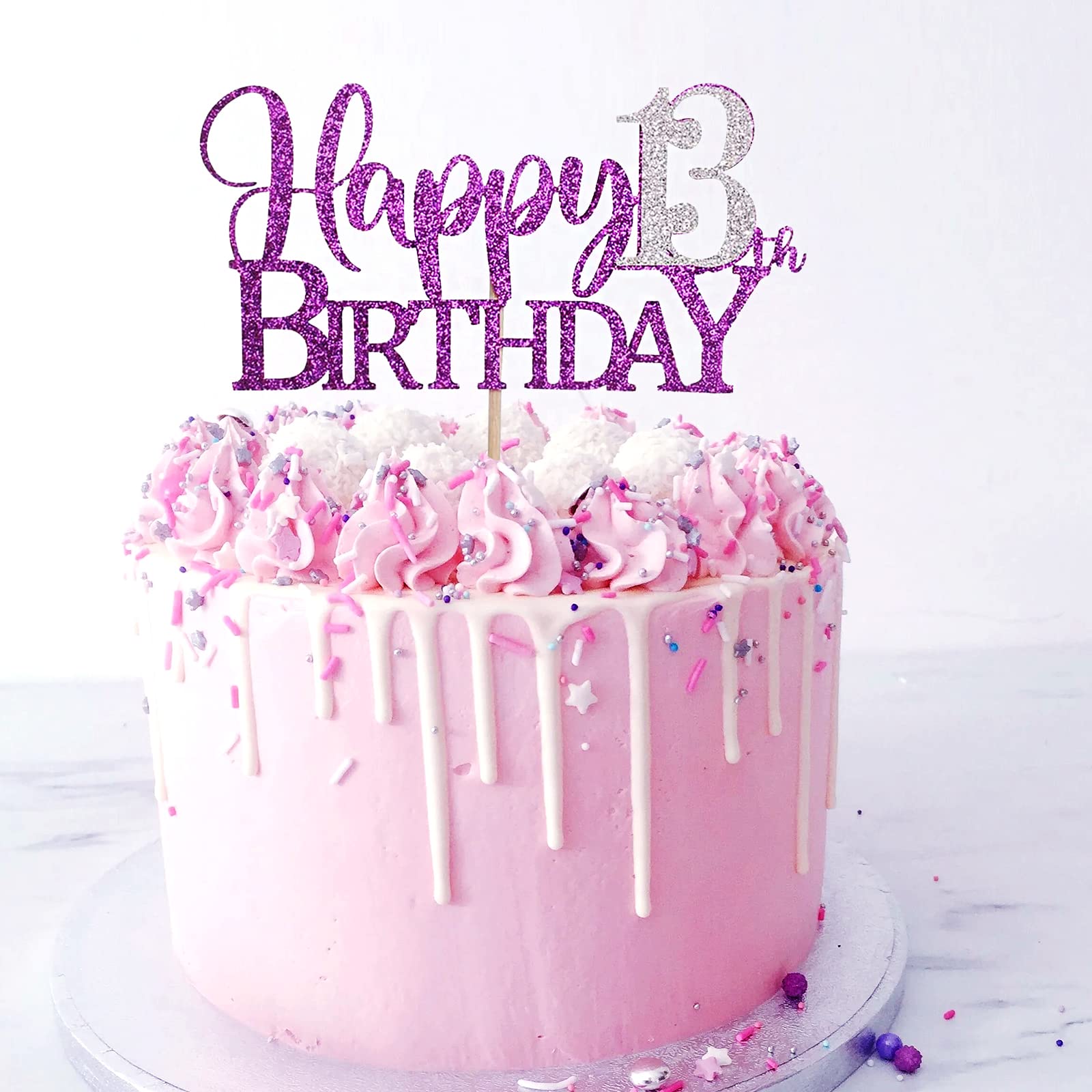 【新品】The Birthday OH BABY! Amazon.com: Sunny ZX Purple Glitter Happy 13th Birthday Cake