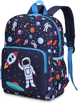 RAVUO Kids Backpack for Boys,11.4L Lightweight Water Resistant Primary School Bag for Ages 4 8 with Chest Strap,Rucksack for Reception to Year 3,Astronaut
