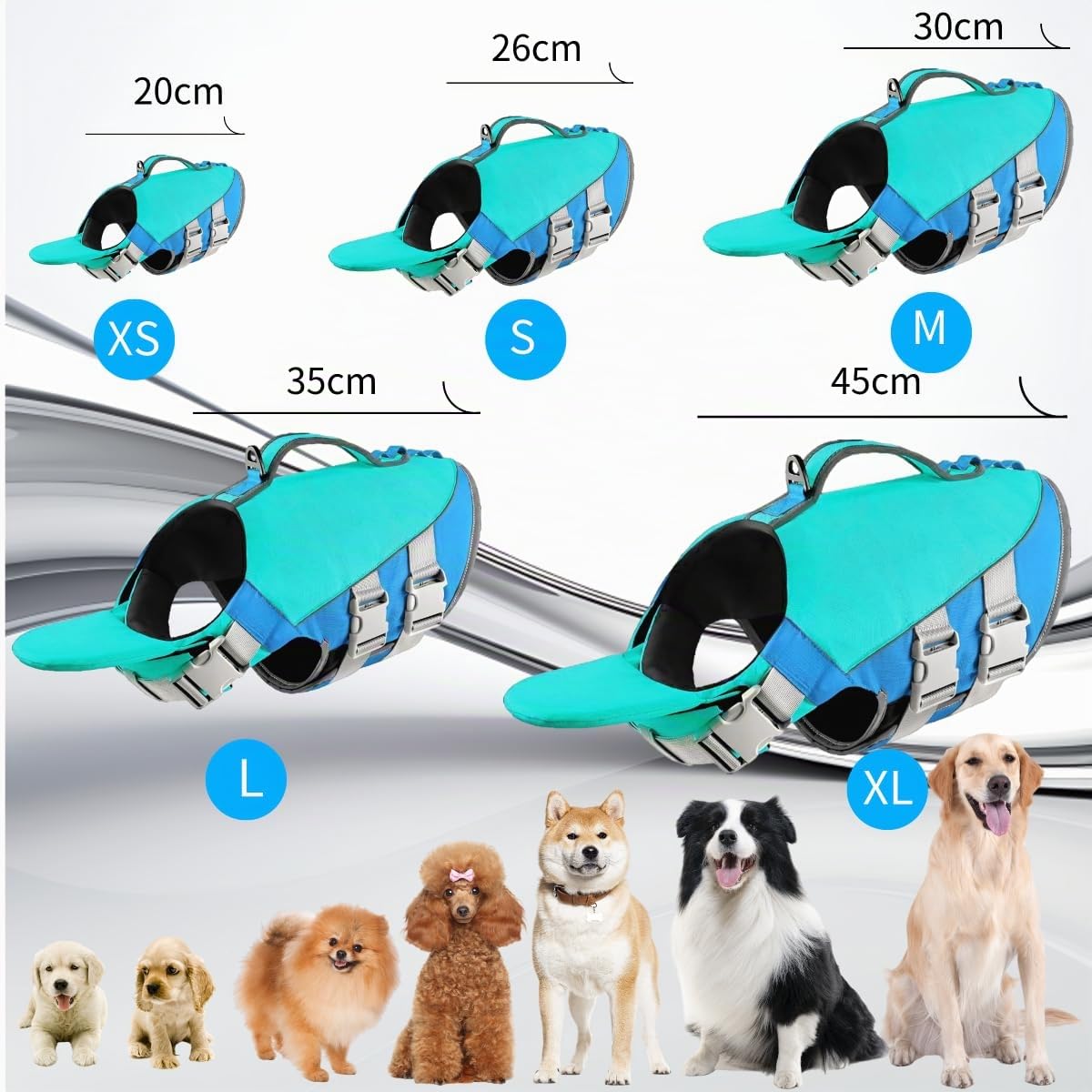 Little Bean® Hundeschwimmwesten, verstellbare Haustier-Schwimm-Sicherheitsweste mit überlegenem Auftrieb und Rettungsgriff für Hunde, Bootfahren, Schwimmen, mit reflektierenden Streifen (Blau, S)