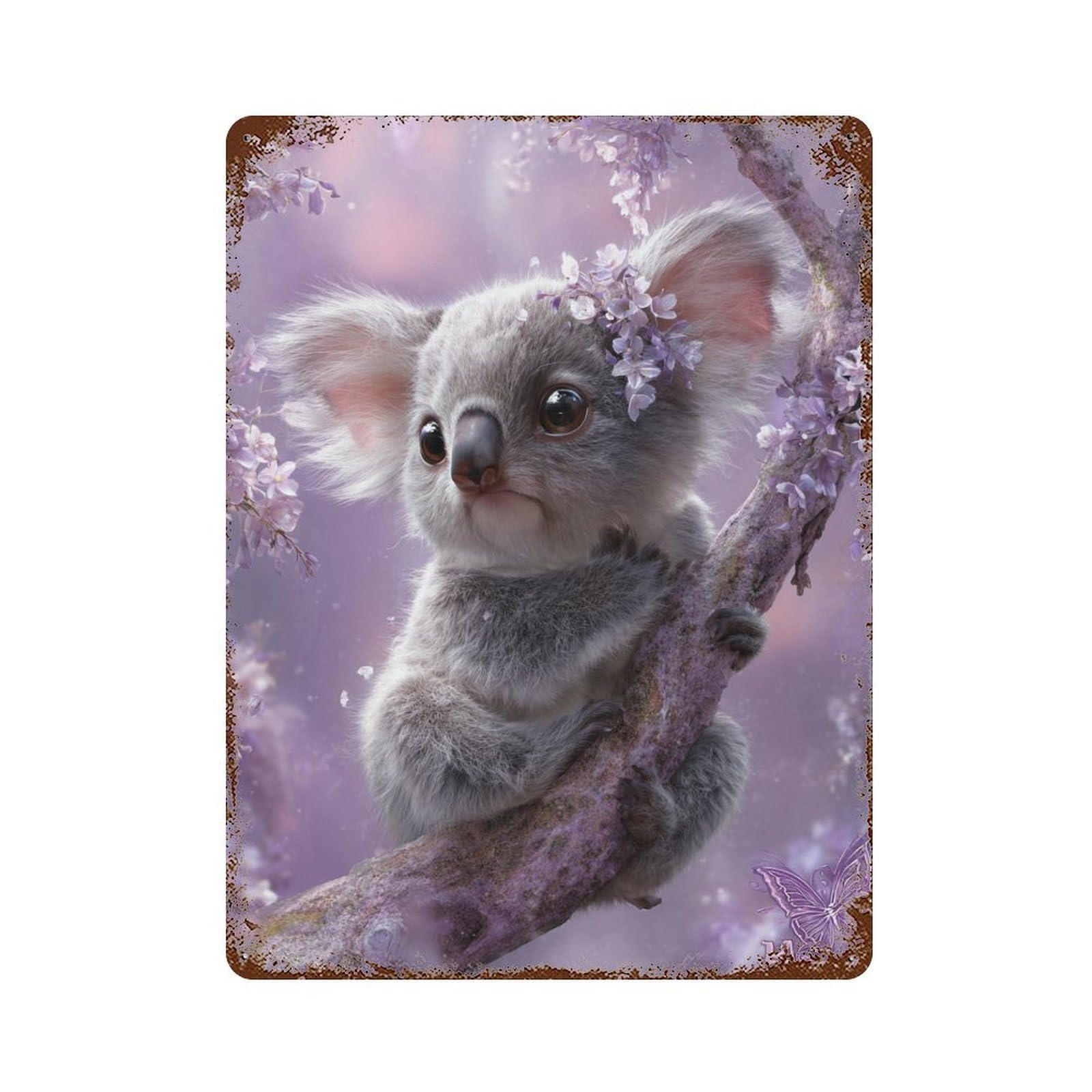 Koala in Blossom Tree Retro Metal Sign 15.7"x11.8", Decorative Metal Wall Art for Basement, Hobby Room And Garage Decor