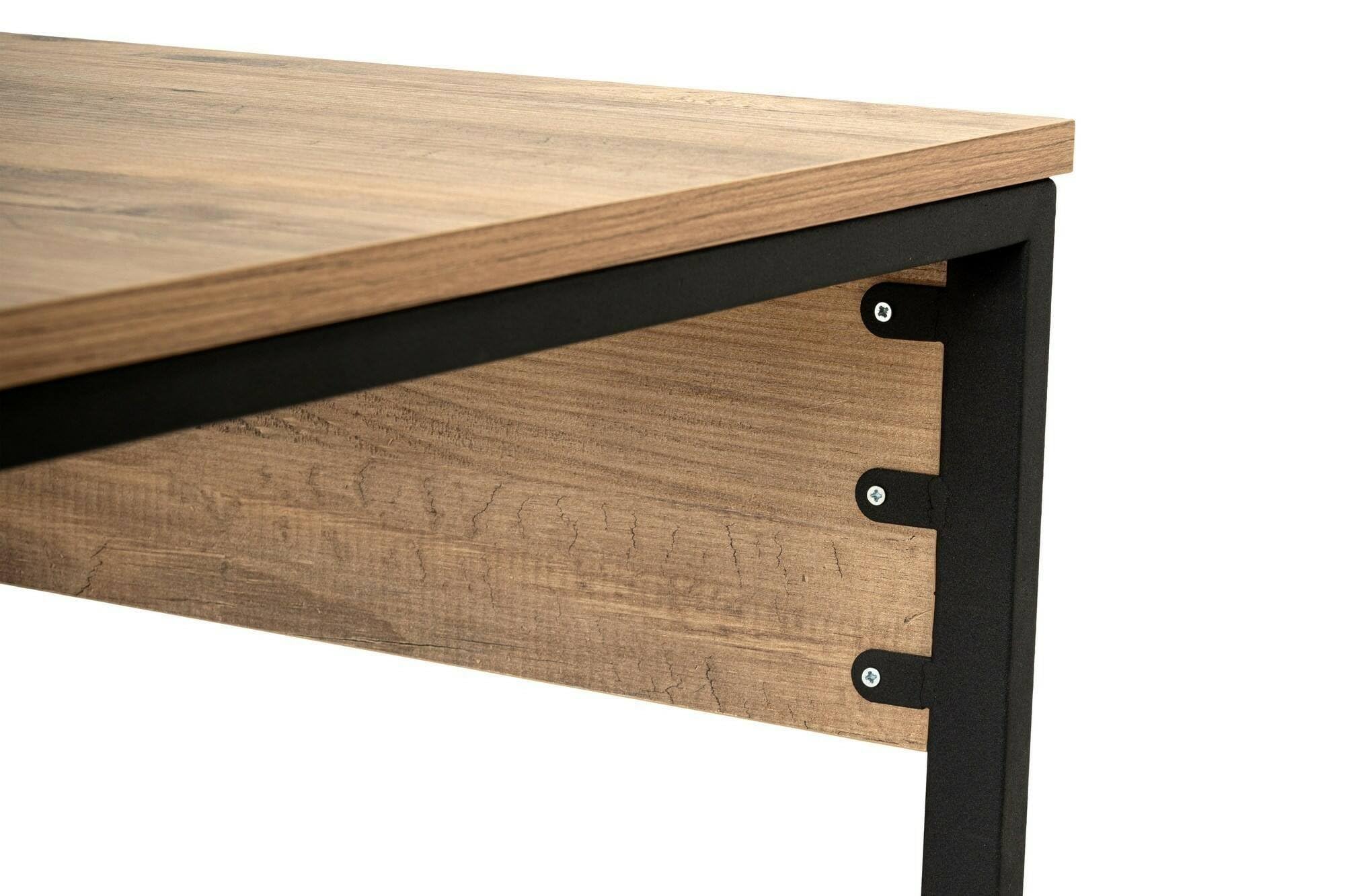 Dmora - Scrivania Caprioli, Scrittoio Multiuso, Tavolo per Ufficio Porta PC, Piano di Lavoro, 240x60 h74 cm, Pino e Nero