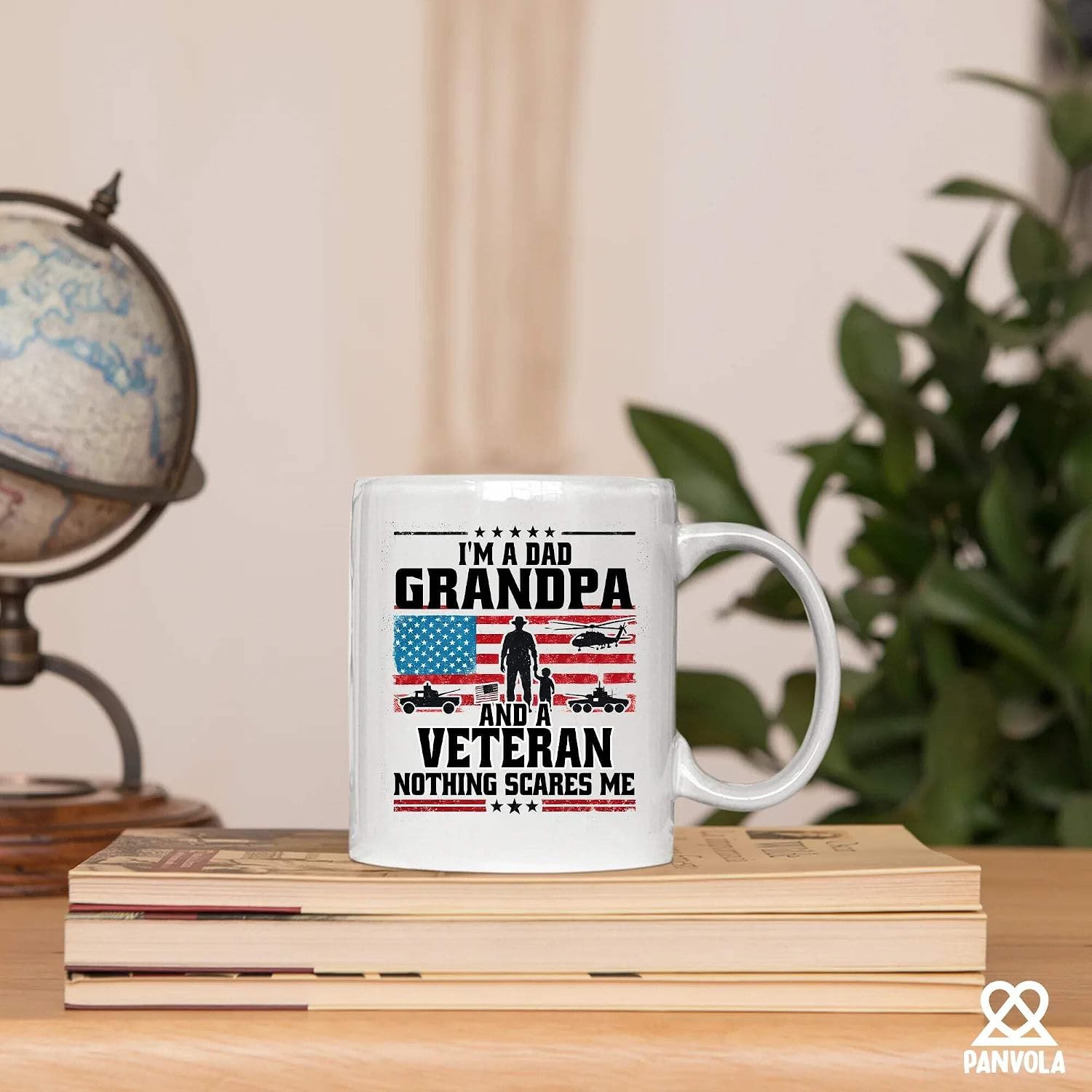 I'm A Dad Grandpa And Veteran Nothing Scares Me Veteran Dad Gifts Patriotic Granddad US Flag Fathers Day Novelty Drinkware Ceramic Mug 11 oz White