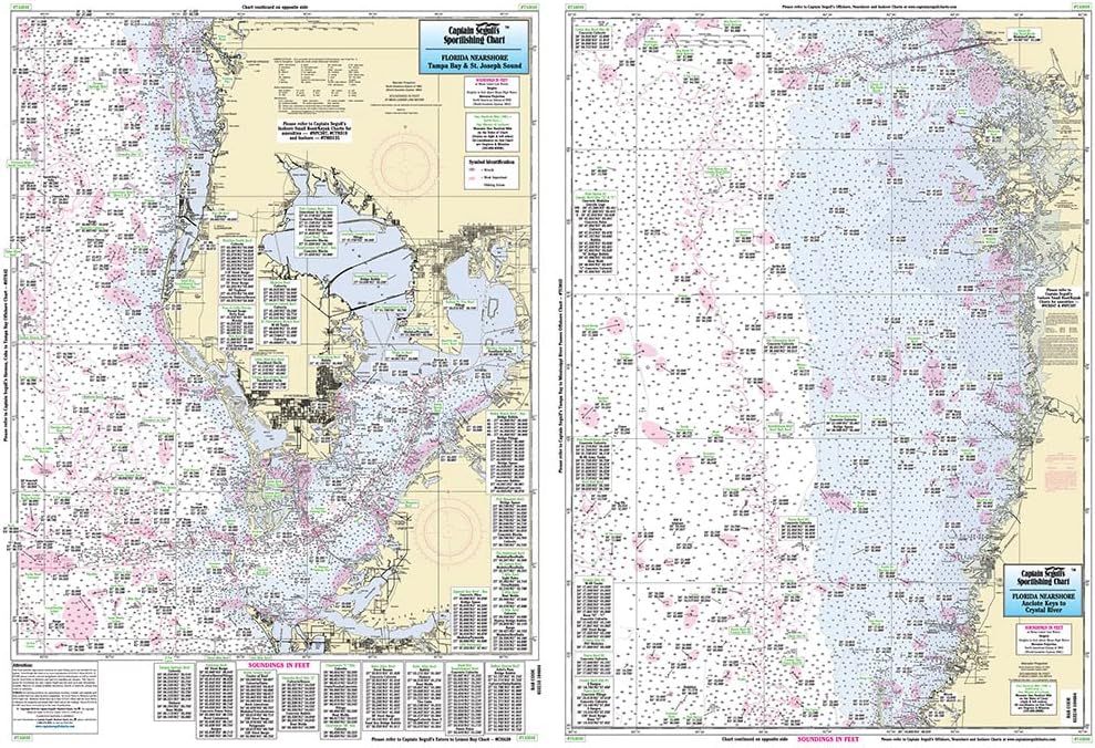 Tampa Bay to Crystal River, FL - Laminated Nautical Navigation & Fishing Chart by Captain Segull's Nautical Sportfishing Charts | Chart # TAM40