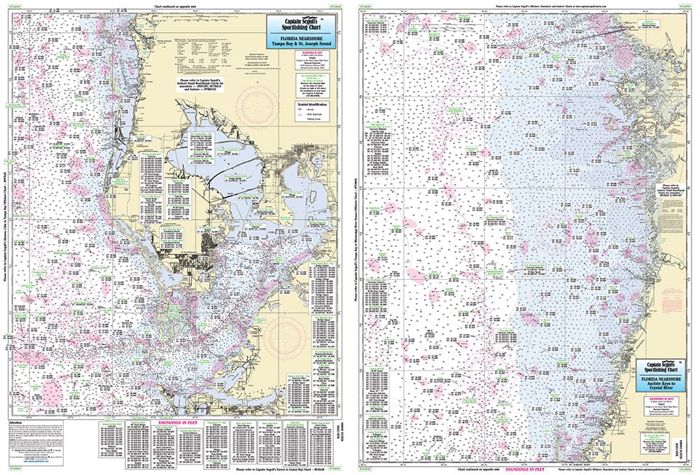 Tampa Bay to Crystal River, FL - Laminated Nautical Navigation & Fishing Chart by Captain Segull's Nautical Sportfishing Charts | Chart # TAM40