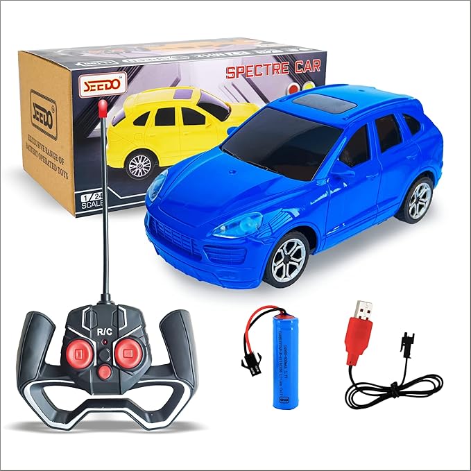 SEEDO Rechargeable 1: 24 Scale Remote Control Spectre Car with High Gloss Anti Scratch Impact Resistant Body with Front & Back Light Fast RC Vehicle Toy for Kids 8+ Years (Pack of 1, Blue)