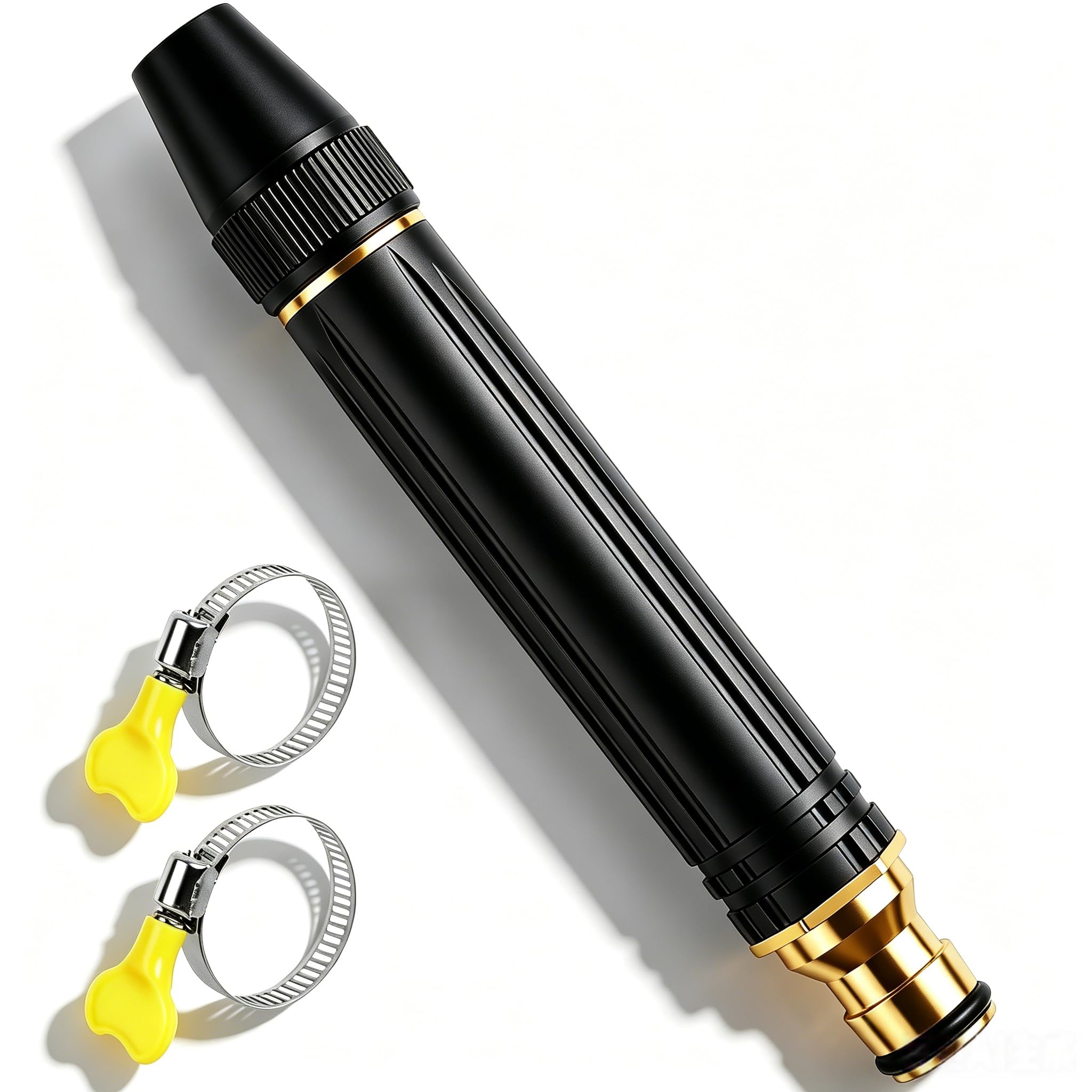 Photo 1 of 2026 New Pressure Garden Hose Nozzle, Adjustable Jet Power Washer Spray Nozzle for Car Washing, Patio Cleaning & Garden Watering, Heavy Duty Leak-Proof Water Hose Nozzle with 2 Hose Clamps
