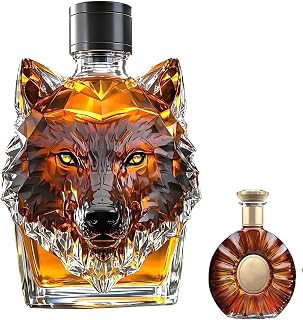 300ml Eagle Whiskey Decanter - Engraved Eagle Shape Glass Bottle, Elegant Gift for Whiskey Enthusiasts (Wolf)