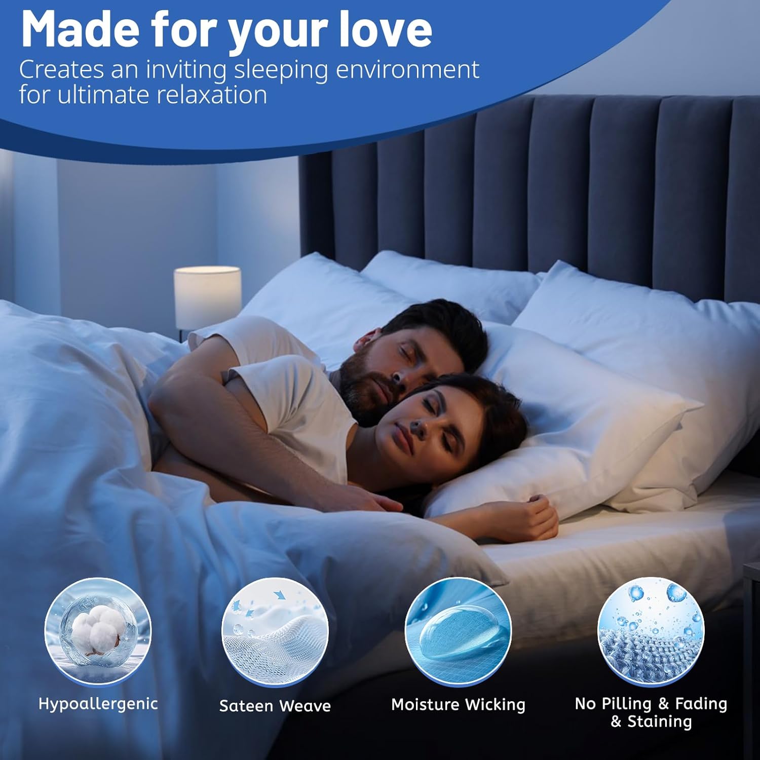 Bedlifes 100% Egyptian Cotton Sheets King Size-400 Thread Count Cooling Sheets for Hot Sleeper-Breathable Soft Silky Sateen Weave Luxury Bed Sheets with 16”Deep Pocket-4 Piece-King-Dark Grey - Image 5