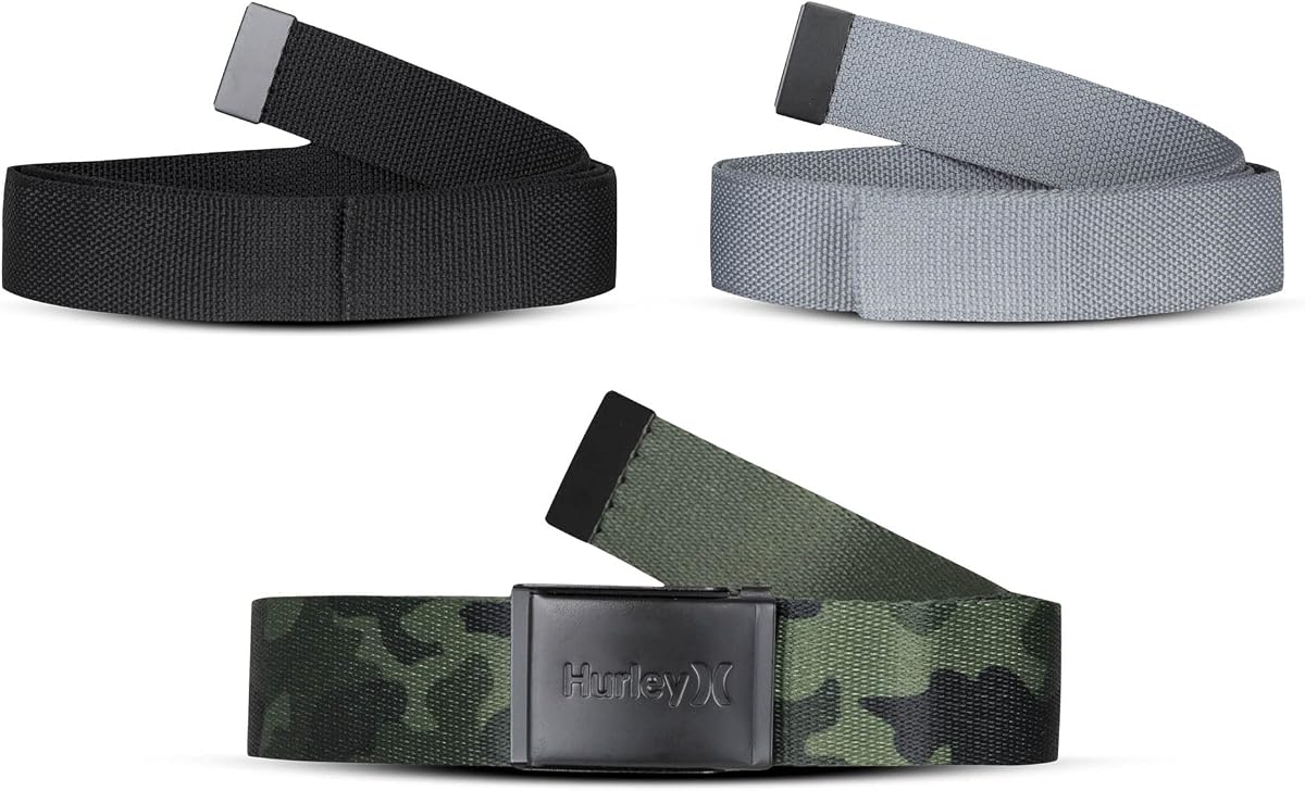 Cinturones Hurley para hombre (paquete de 3)