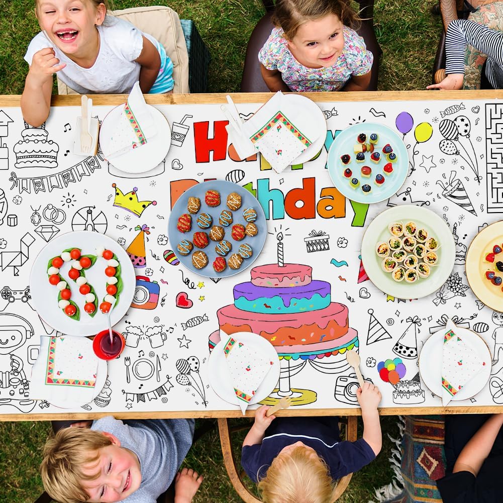 Coloring Tablecloth, 183 x 76 cm Paper Tablecloth for Painting, Giant Poster Colouring, Creative DIY Drawing Activity for Christmas Party Decoration, Children's Activity, School-Pastar G