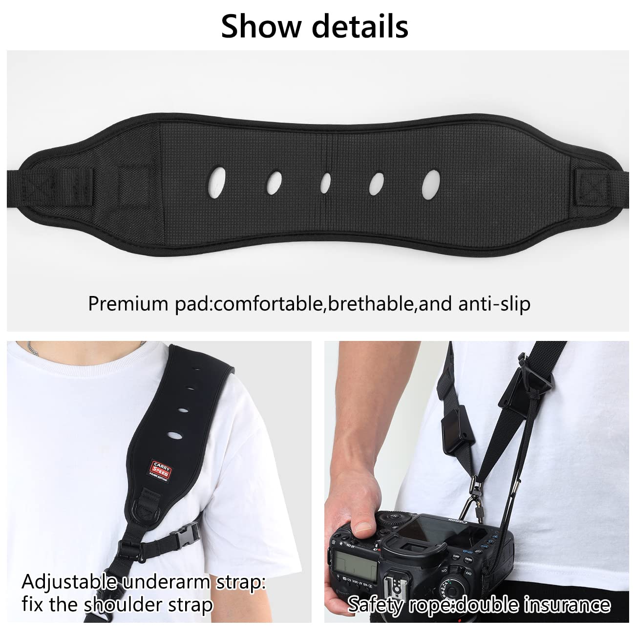 Tracolla Borsa Cinghia Tracolla In Neoprene Per Fotocamera DSLR - Universale Per Canon, Nikon, Sony Borsa Fotocamera - Foto 6