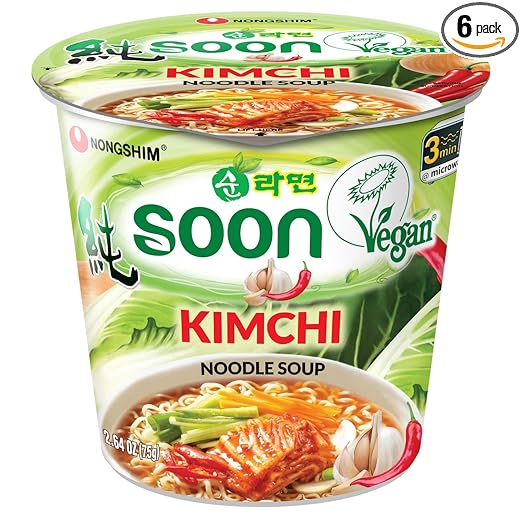 Nongshim Soon Kimchi Noodle Cup, 2.64 Ounce (Pack of 6)