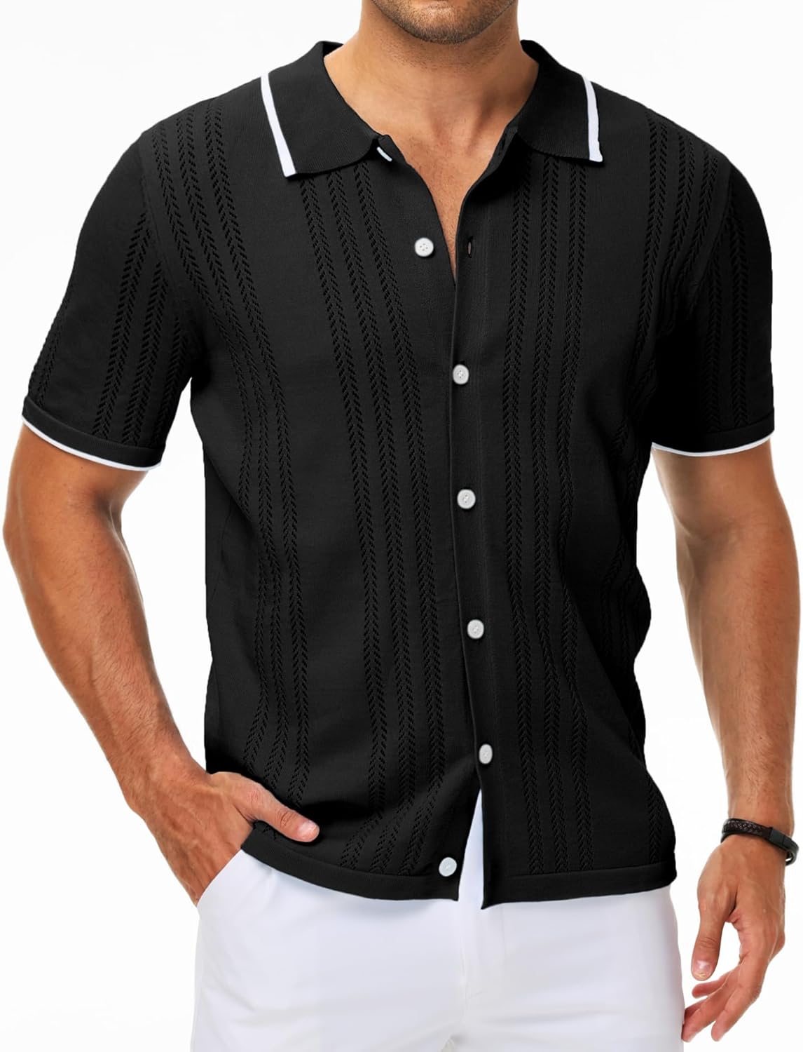 MAPICK Men's Linen Shirts Short Sleeve Button Down Casual Shirt Business Dress Clothing Beach Fashion Summer Tops