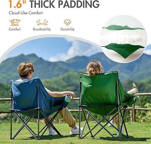 Miniatura 5 de PORTAL Silla de camping plegable con soporte para tazas, soporta hasta 300 libras de alta resistencia, 21.26 pulgadas de ancho x 20.47 pulgadas de