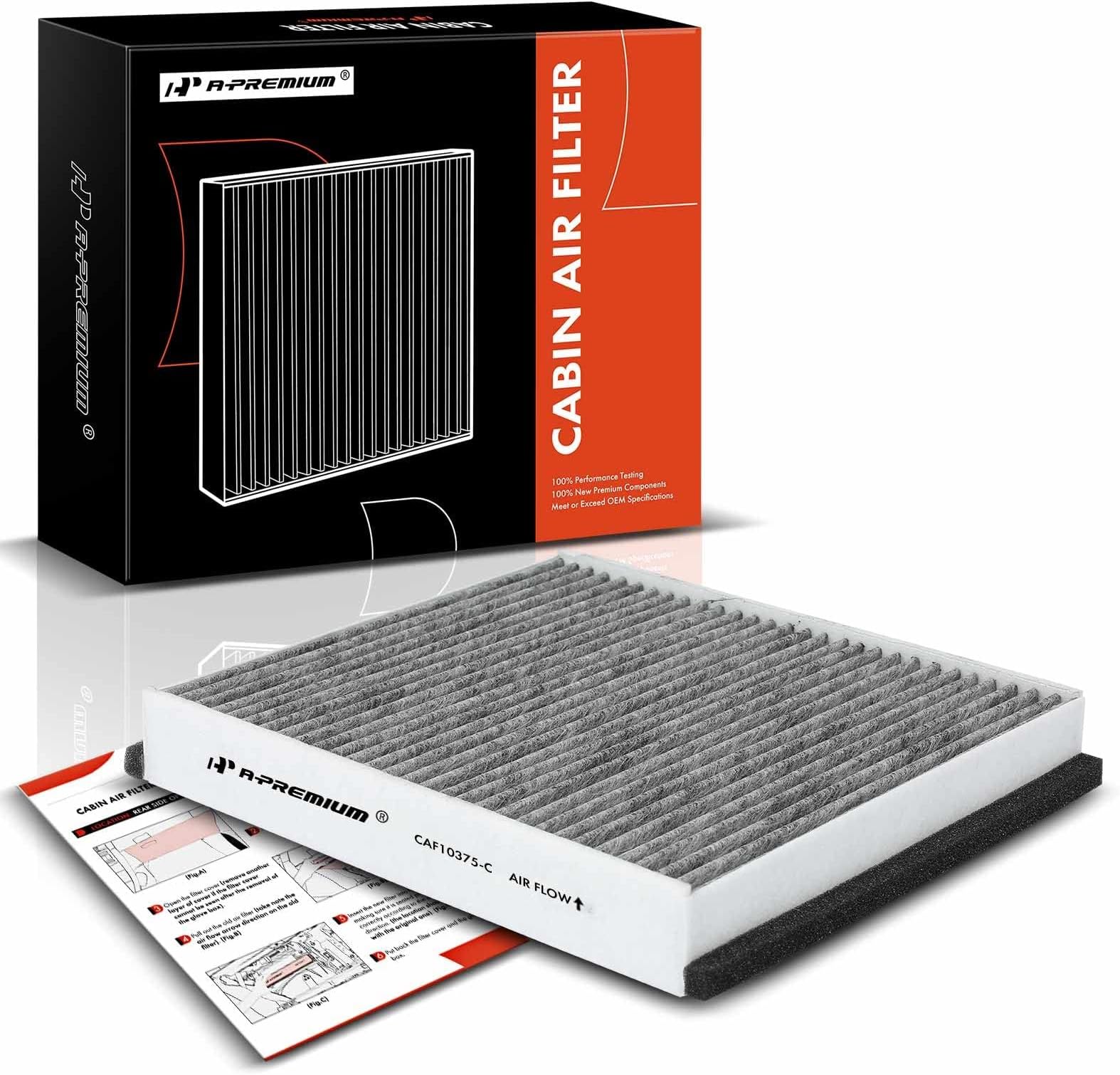 A-Premium Cabin Air Filter with Activated Carbon Compatible with Volvo S40 2004-2011, C30 2007-2013, C70 2006-2013, V50 2005-2011, Replace# 30676484