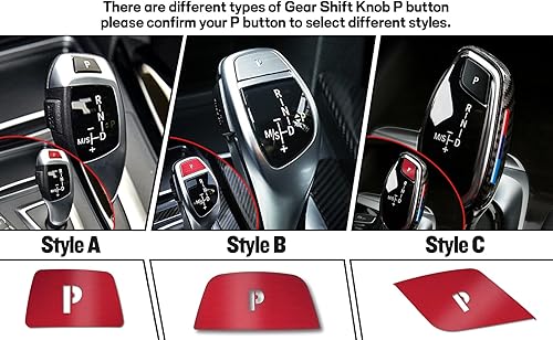 Miniatura 6 de Xotic Tech - Pomo de palanca de cambios P para botón de estacionamiento compatible con BMW serie 1 2 3 4 5 7 X3 X5 X6 (rojo, estilo B)