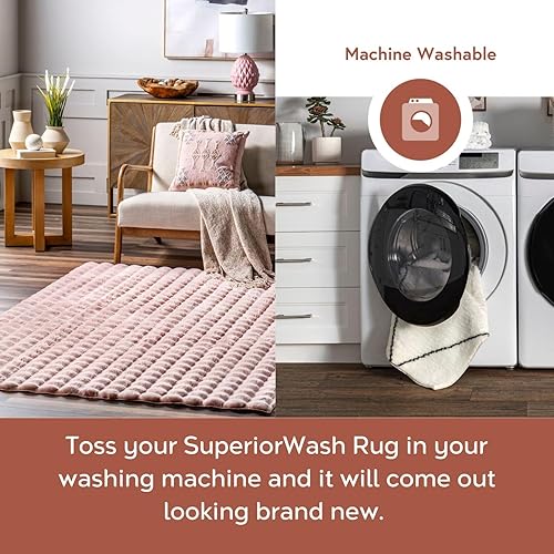 Miniatura 3 de nuLOOM Alfombra de felpa acogedora de 5 x 8 pies, lavable a máquina, antideslizante, suave y esponjosa para sala de estar, dormitorio, habitación de