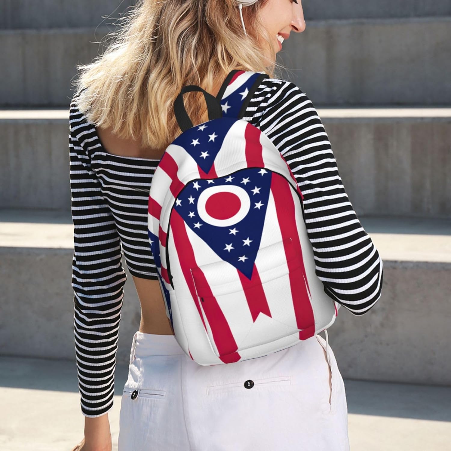 Ohio State Flag print Backpack Travel Backpacks for Women Men College Backpack Computer Bag for Travel