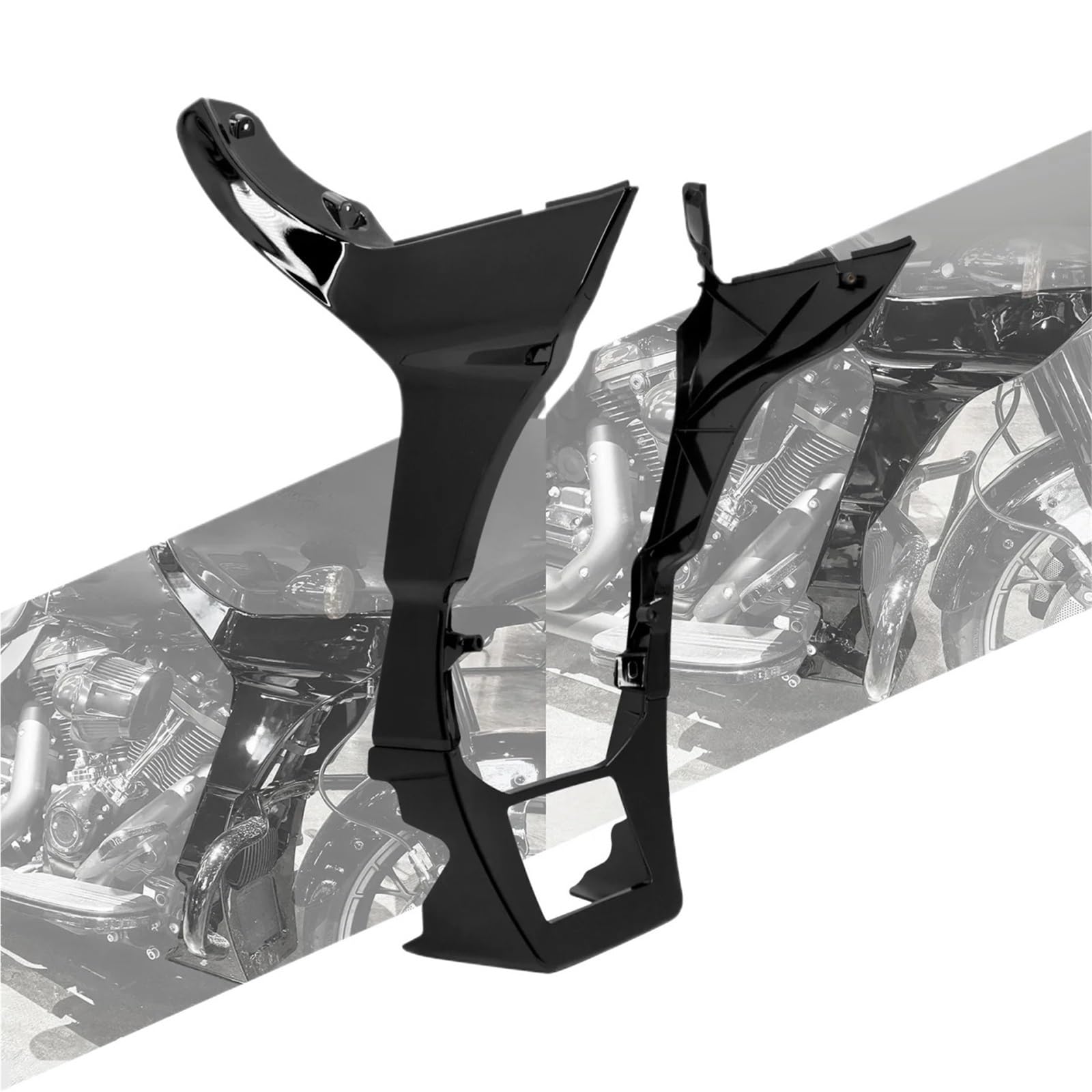 Dekoracja motocykl Front Lip Splitter Pasuje do motocykla Harley Touring Road Glide Special FLTRXS 2017-2022 Połysk czarny owiewka spoilery osłona lewa i prawa