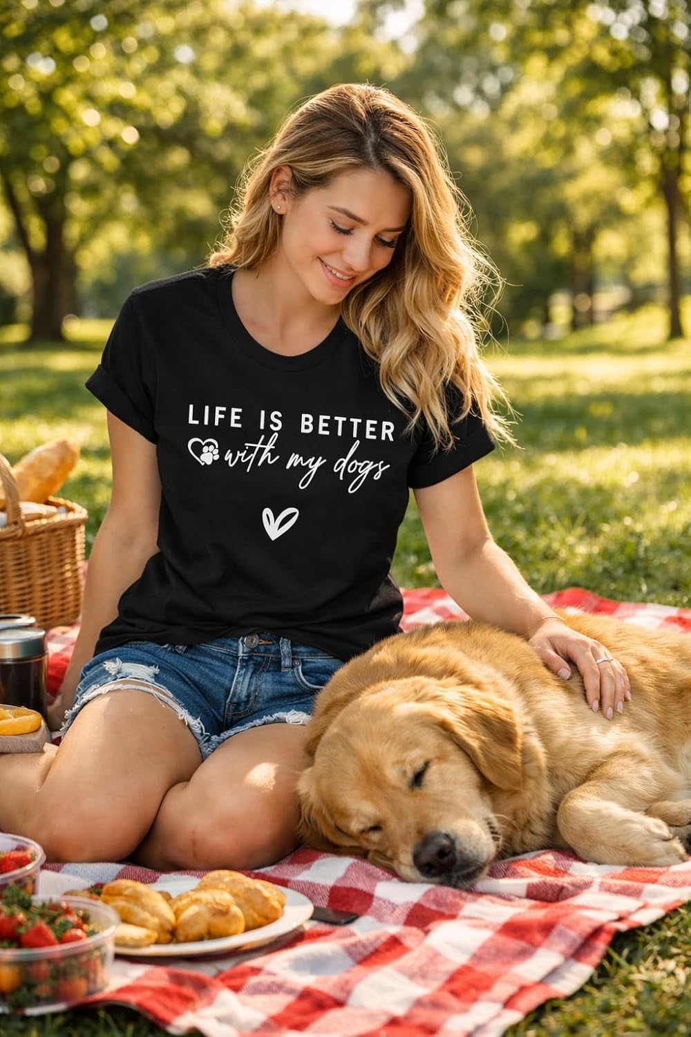 Dog Mom Shirt Life is Better with My Dogs Graphic Shirts for Women Casual Short Sleeve Crew Neck Dog Lover T-Shirt - Image 4