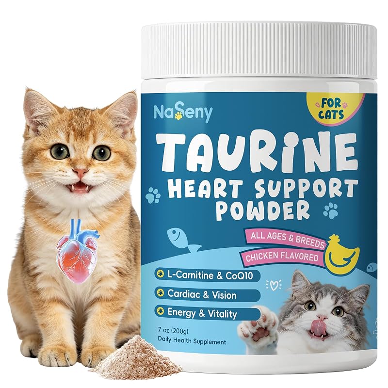 Suplemento de Taurina em Pó para Gatos NaSeny com Coenzima Q10, L-Carnitina e Vitamina E, 200 g