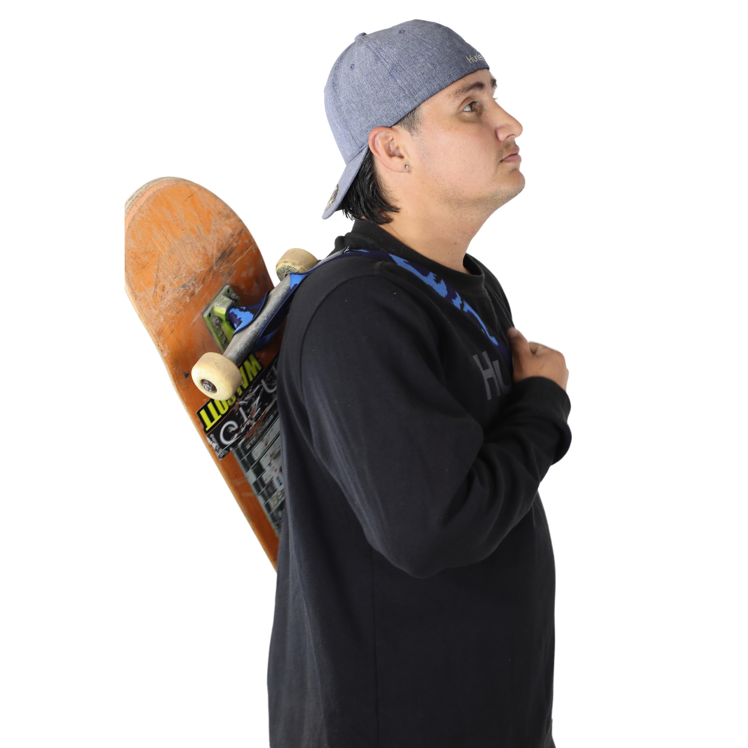 Accessoire skateboard, Sangle de transport pour skateboard, Sangle élastique pour planche à roulettes, solution de transport pratique et confortable pour un transport facile n'importe où, bleu, taille