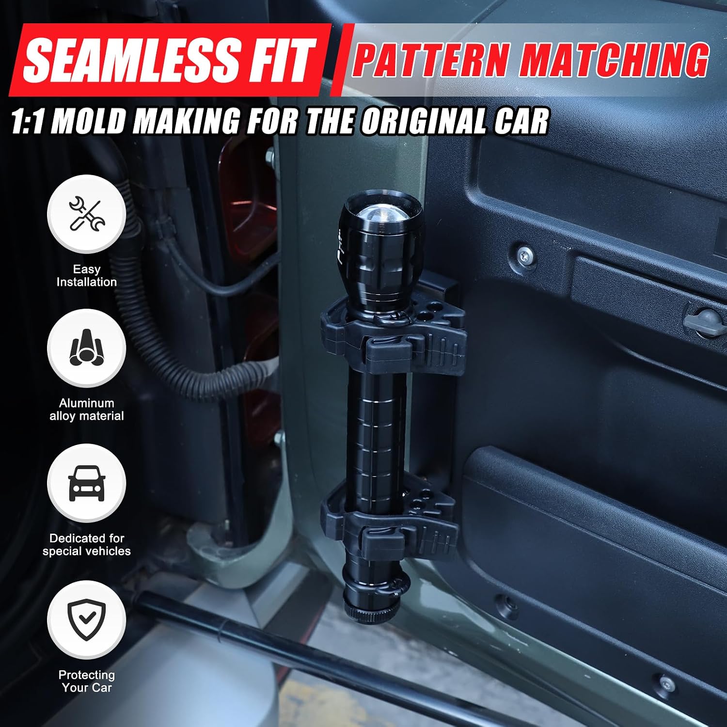 Tailgate Flashlight Bracket Compatible with Land Rover Defender 2020-2023 Accessories, Aluminum Flashlight Holder Bracket Mount