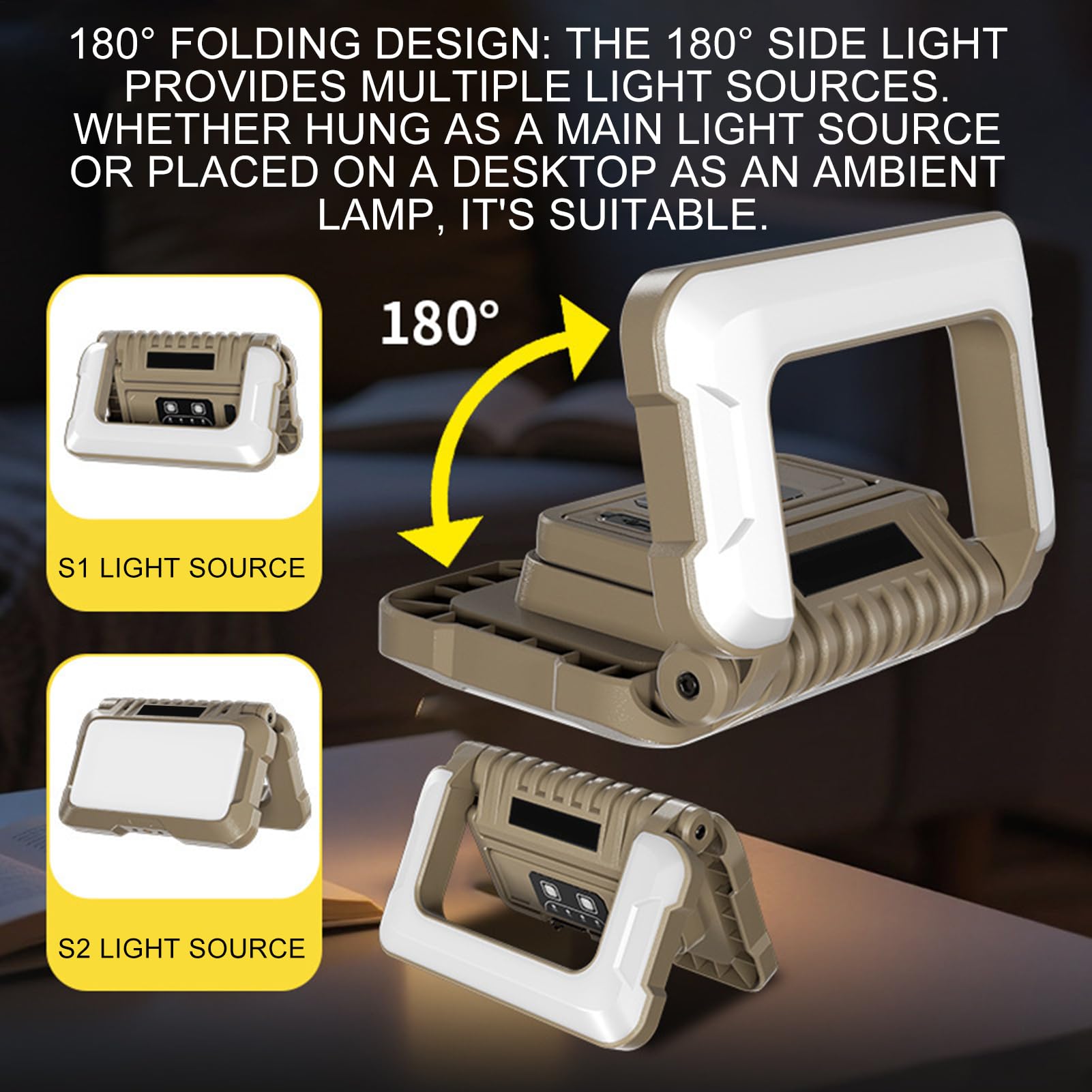Luce LED Portatile 1000LM 5 Modalità Portatile Impermeabile Pieghevole | da Campeggio LED per Palestra Auto Officina Ispezione Pesca Saldatura Verniciatura e Altri