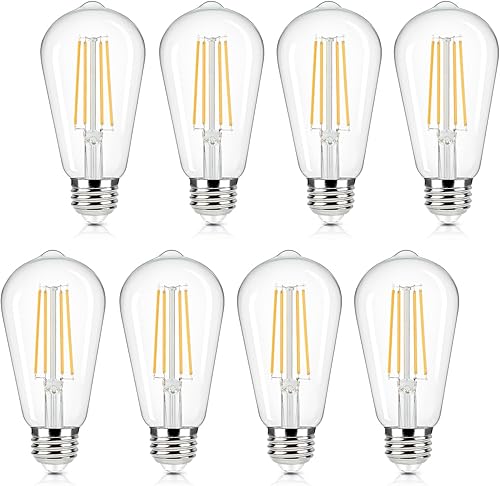 Miniatura 8 de Brightever Paquete de 4 bombillas LED Edison vintage equivalentes a 60 W, 6 W ST58 2700 K, bombillas de filamento LED antiguas, base media E26,