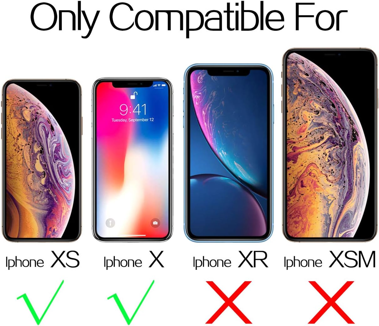 Mkeke Compatible with iPhone Xs Case,iPhone X Case,Clear Anti-Scratch Shock Absorption Cover Case iPhone Xs/X (Black)